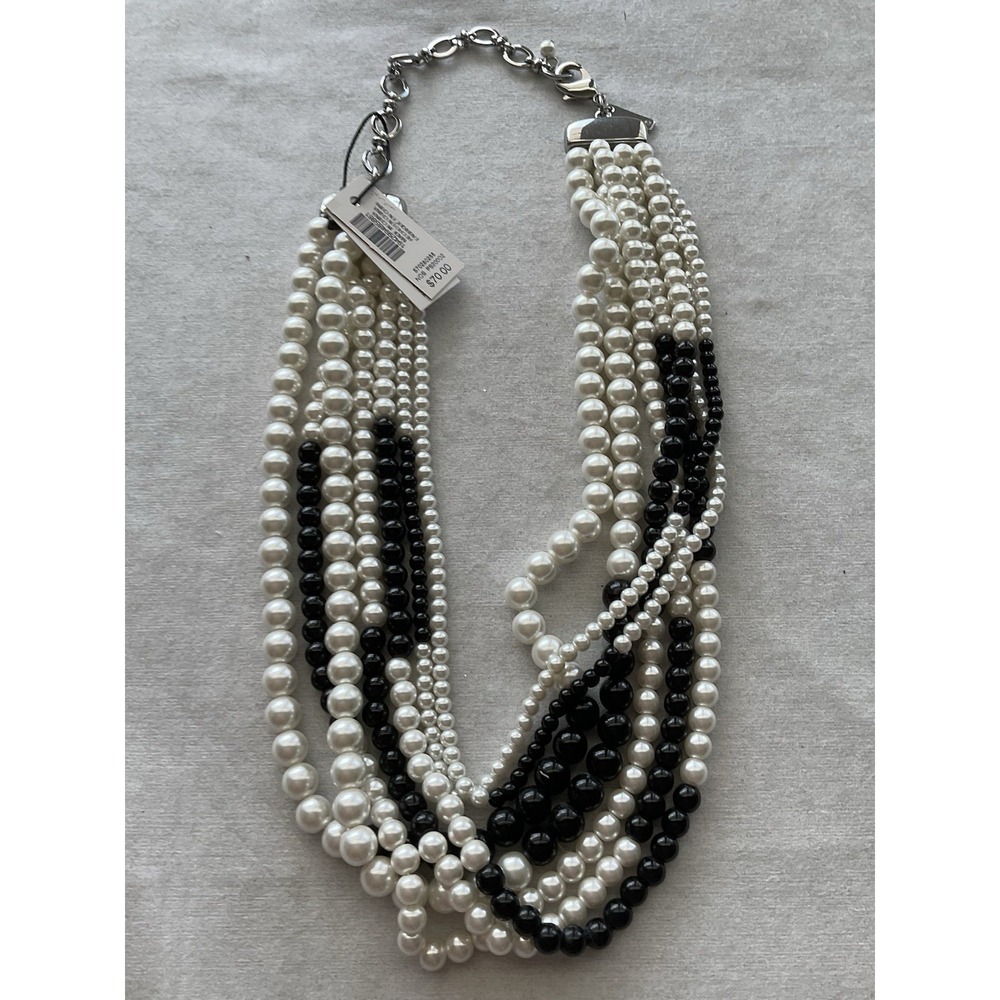 White House Black Market Signed Multi Strand Faux Pearl Necklace Original Tags